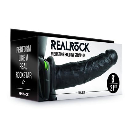 REALROCK Vibrating Hollow Strap-on - 20.5 cm Black